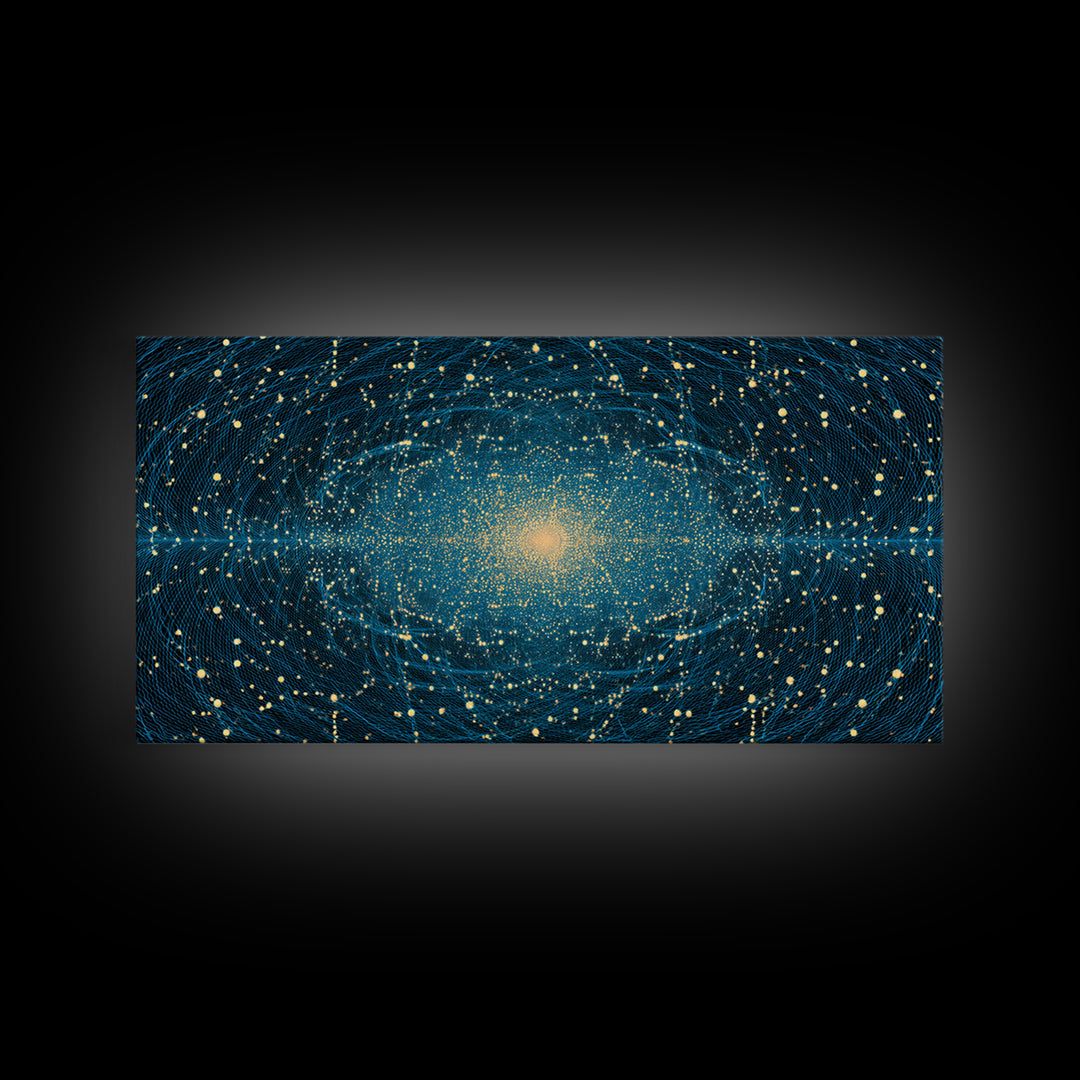 Golden Galaxy Core Stellar Space Wall Art, Midcentury Modern Abstract Art, Dark Cosmic Poster, Modern Home Decor, MCM Print