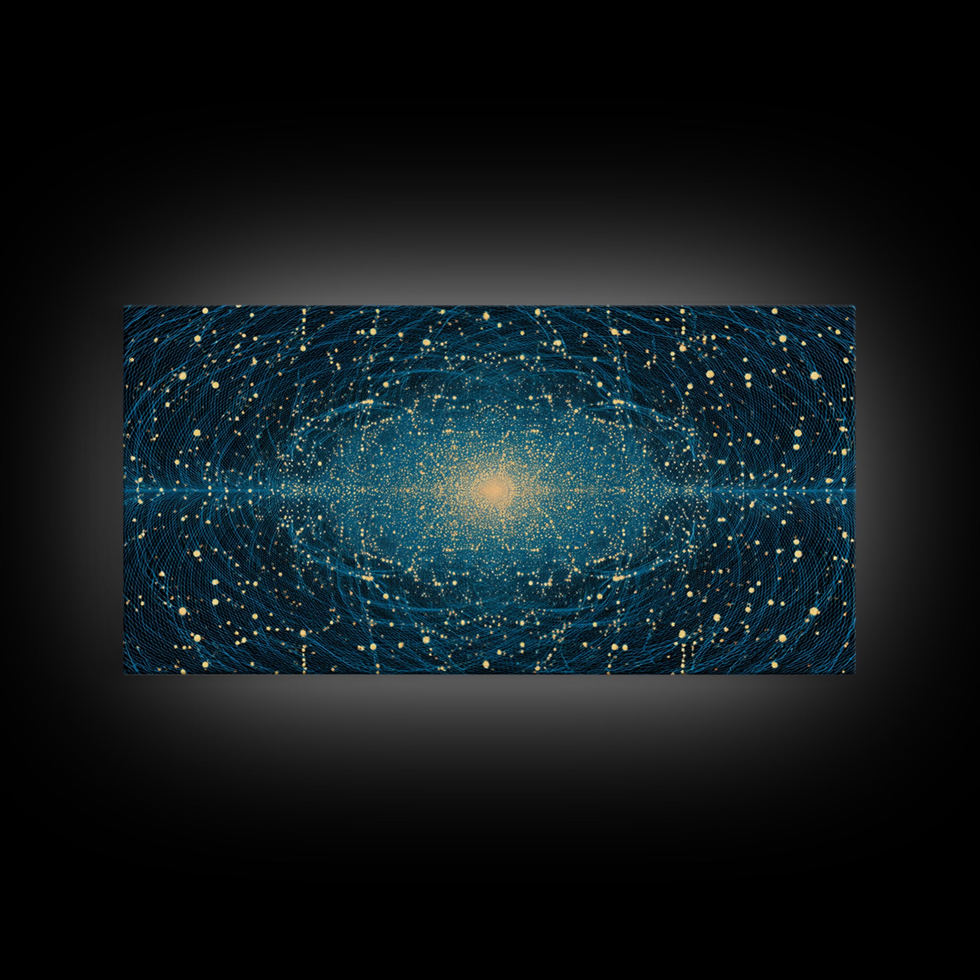 Golden Galaxy Core Stellar Space Wall Art, Midcentury Modern Abstract Art, Dark Cosmic Poster, Modern Home Decor, MCM Print