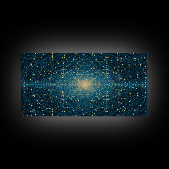 Golden Galaxy Core Stellar Space Wall Art, Midcentury Modern Abstract Art, Dark Cosmic Poster, Modern Home Decor, MCM Print