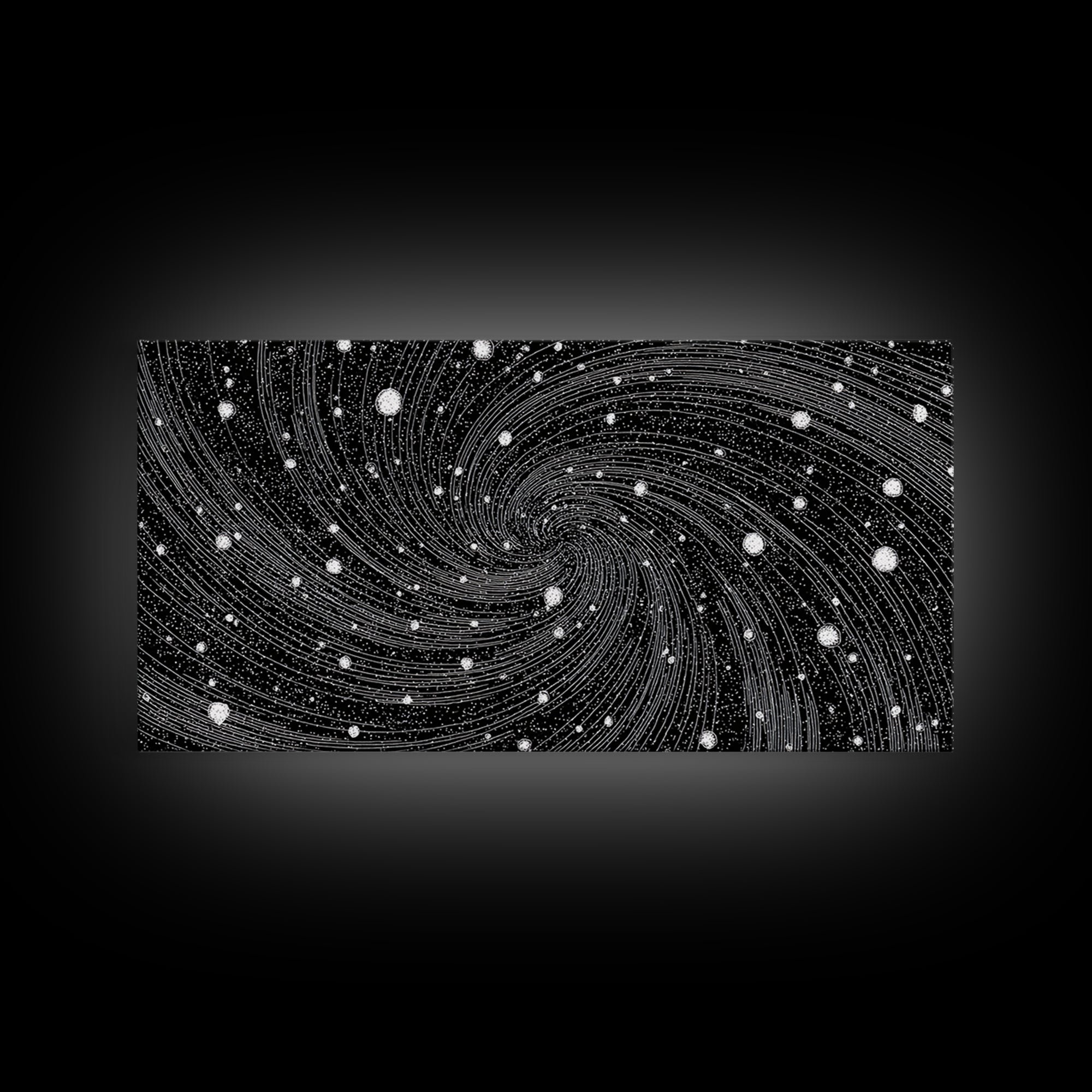 Black And White Spiral Galaxy Wall Art, Midcentury Modern Abstract Art, Retro Space Poster, Monochrome Home Decor, MCM Print