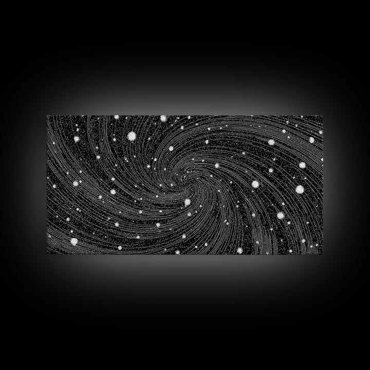 Black And White Spiral Galaxy Wall Art, Midcentury Modern Abstract Art, Retro Space Poster, Monochrome Home Decor, MCM Print