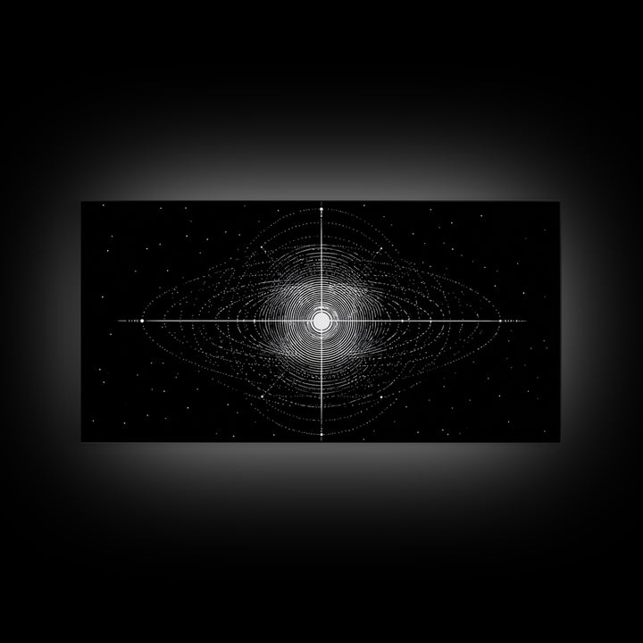 Black White Central Star Field Wall Art, Midcentury Modern Abstract Art, Cosmic Space Poster, Minimalist Home Decor, MCM Print