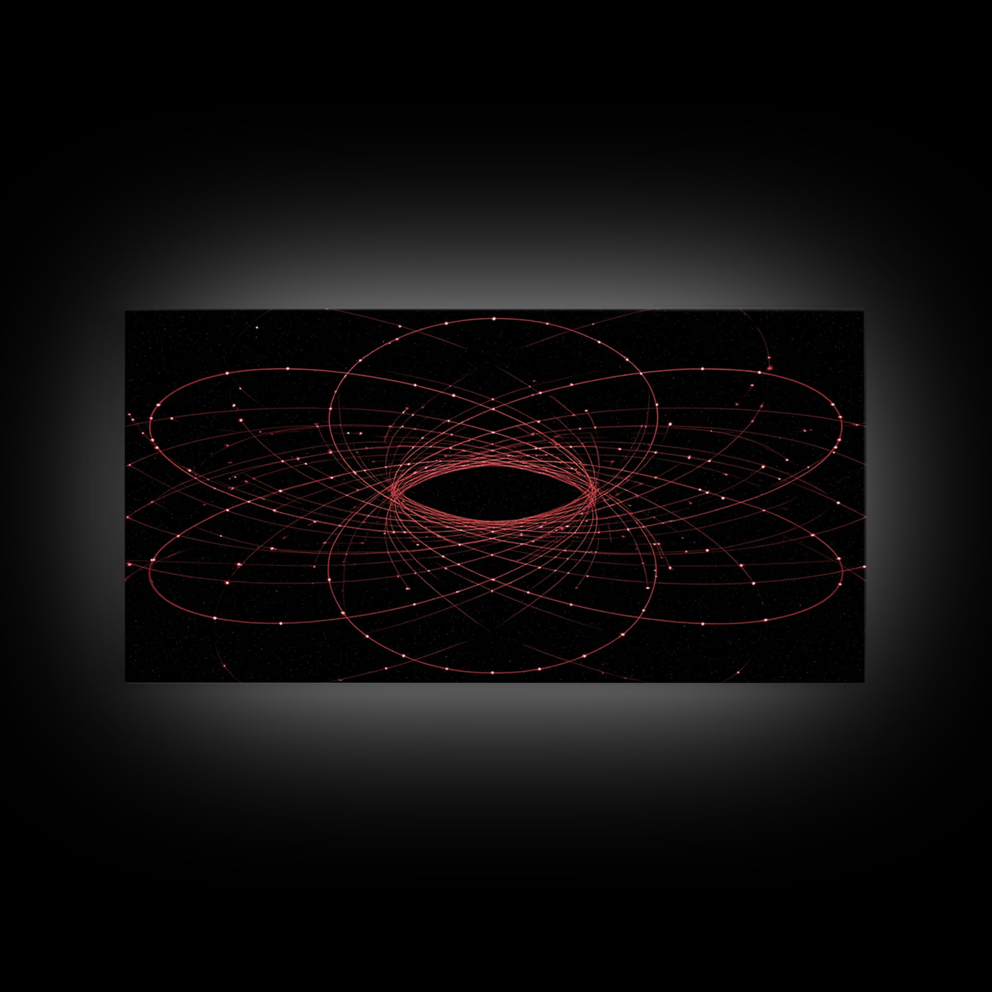 Red Orbital Black Hole Starfield Wall Art, Space Abstract Art, Modern Geometric Art Print, Sci Fi Decor For Home Office Gift