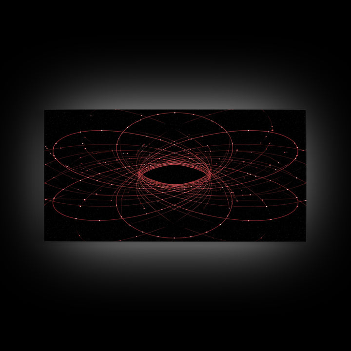 Red Orbital Black Hole Starfield Wall Art, Space Abstract Art, Modern Geometric Art Print, Sci Fi Decor For Home Office Gift