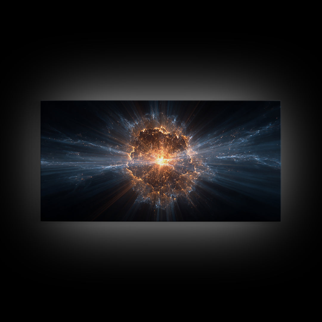 Glowing Cosmic Explosion In Deep Space Wall Art, Modern Abstract Art Print, Sci Fi Wall Decor, Digital Art For Home Office