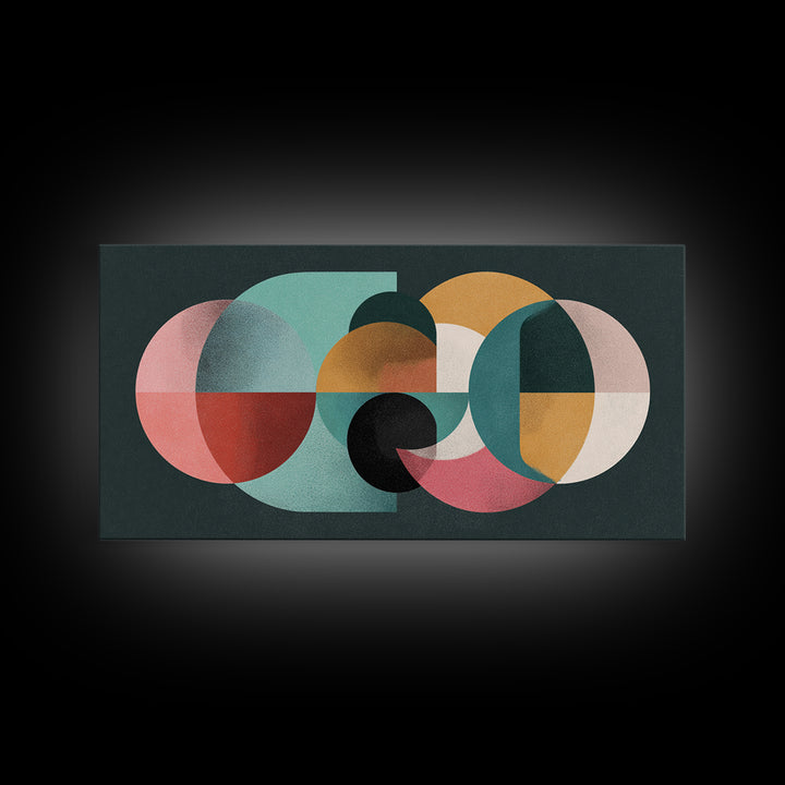 Pink Mint Mustard Oval Circle Blocks Wall Art, Midcentury Modern Geometric Print, Bauhaus Abstract Poster, MCM Wall Decor