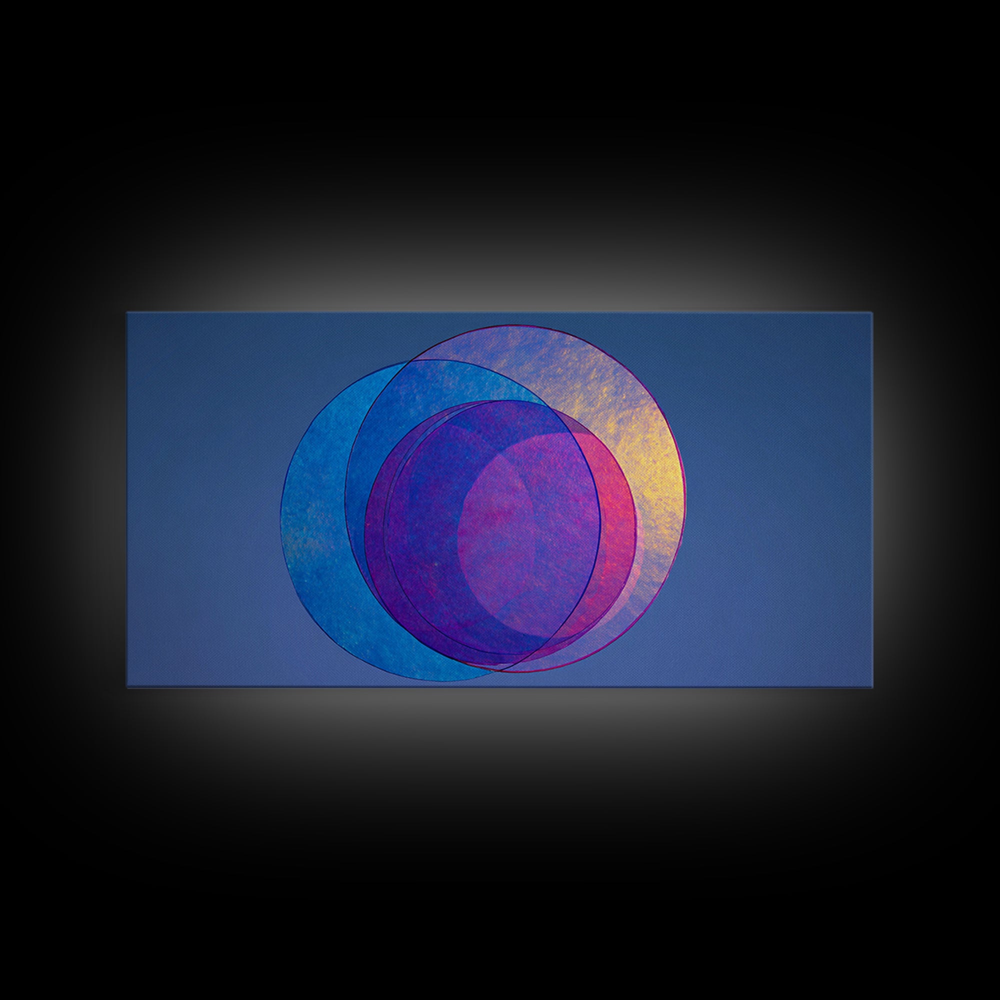 Blue Purple Transparent Planet Circles Canvas Print, Modern Abstract Wall Art, Midcentury Geometric Poster, Cool Bedroom Decor