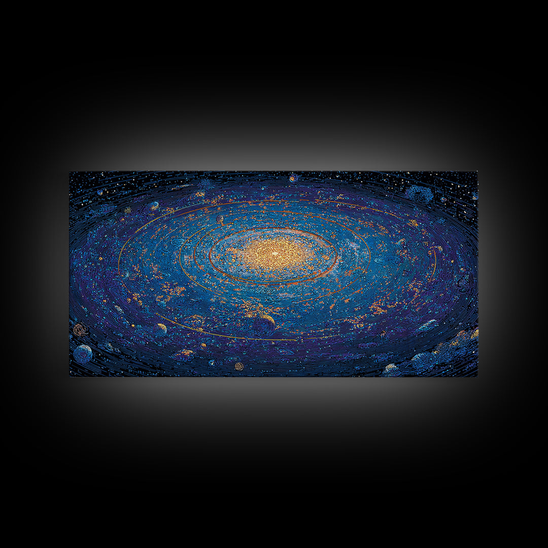 Electric Blue Galactic Spiral Wall Art, Modern Abstract Art, Space Poster, Cosmic Home Office Decor, Large Canvas Print Decor