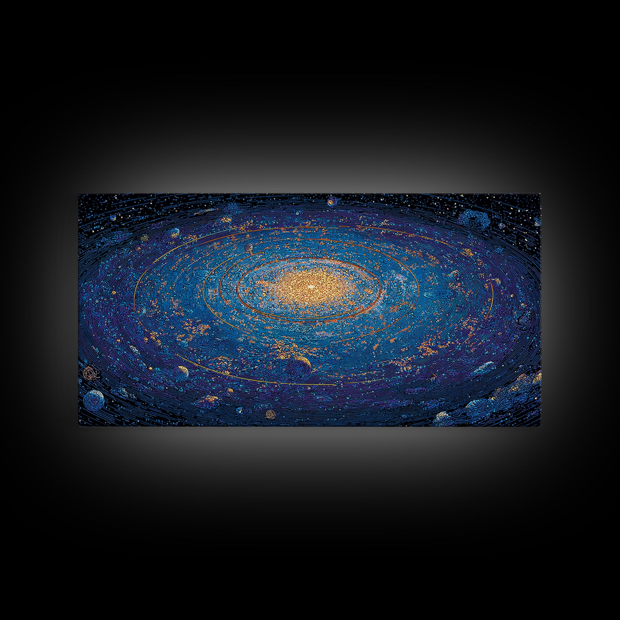 Electric Blue Galactic Spiral Wall Art, Modern Abstract Art, Space Poster, Cosmic Home Office Decor, Large Canvas Print Decor
