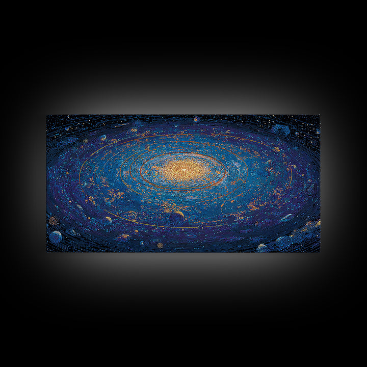 Electric Blue Galactic Spiral Wall Art, Modern Abstract Art, Space Poster, Cosmic Home Office Decor, Large Canvas Print Decor