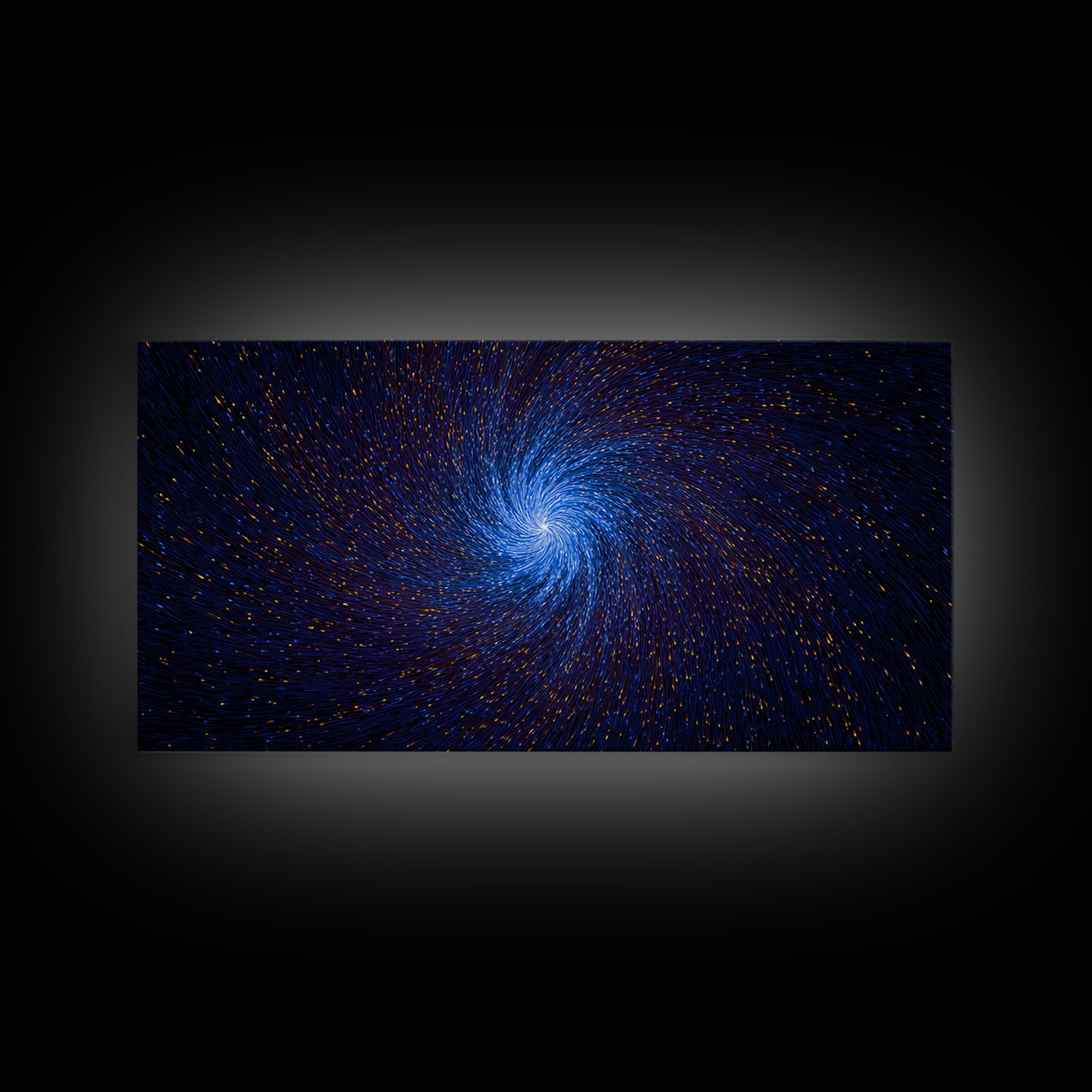 Blue Spiral Vortex Wall Art, Particle Galaxy Abstract, Modern Art Print, Cosmic Space Poster, Large Sci Fi Home Office Decor