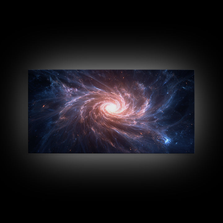Pink Blue Spiral Galaxy Canvas Print, Cosmic Nebula Wall Art, Modern Abstract Space Poster, Bedroom Decor, Starry Gift Idea