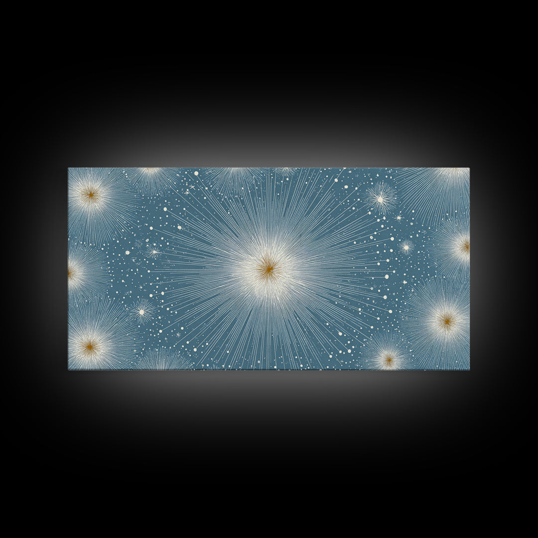 Pale Blue Star Mandala Wall Art, Symmetric Celestial Burst, Modern Abstract Art Print, Snowflake Poster, Calm Bedroom Decor