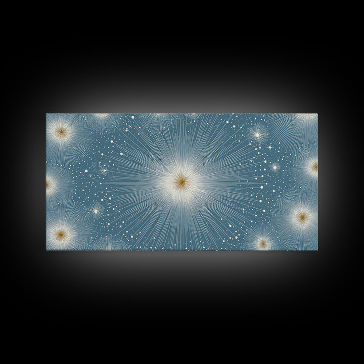 Pale Blue Star Mandala Wall Art, Symmetric Celestial Burst, Modern Abstract Art Print, Snowflake Poster, Calm Bedroom Decor