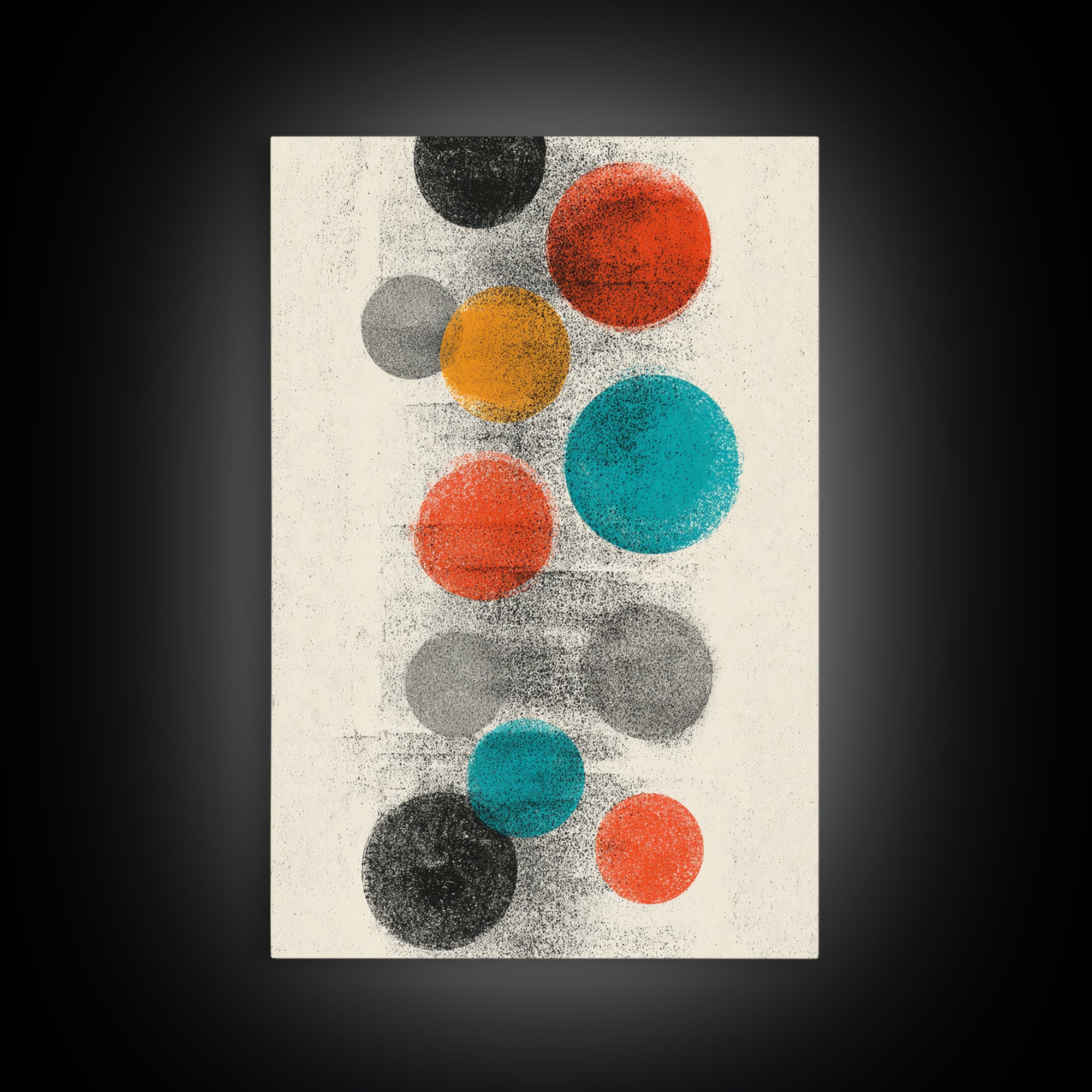 Retro Floating Circles Abstract Wall Art, Mid Century Modern Art Print, Atomic Geometric Decor, Colorful MCM Living Room