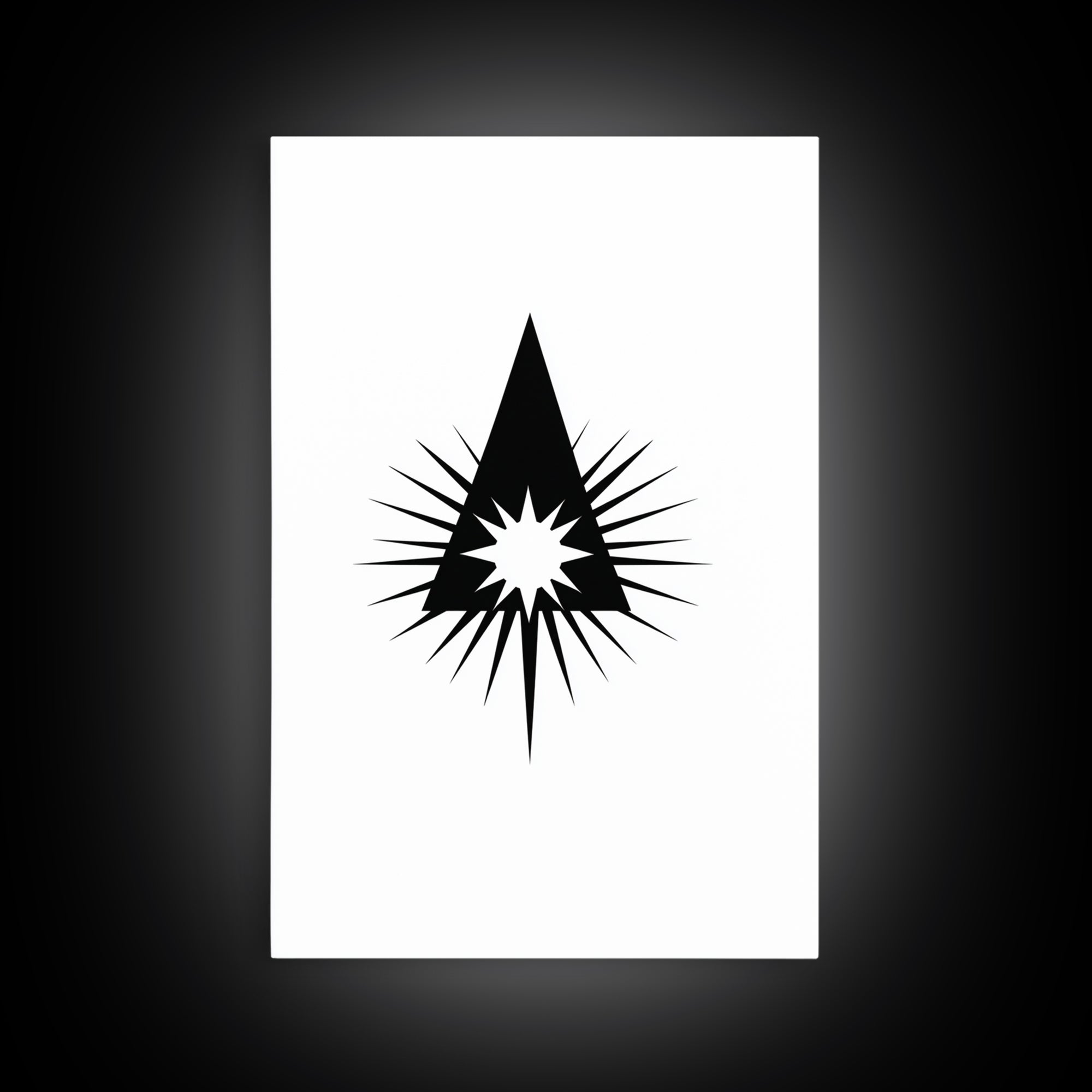 Black Triangle Starburst Wall Art, Minimal Atomic Geometry, Mid Century Modern Decor, Bold Geometric Poster Print, Scandinavian Art