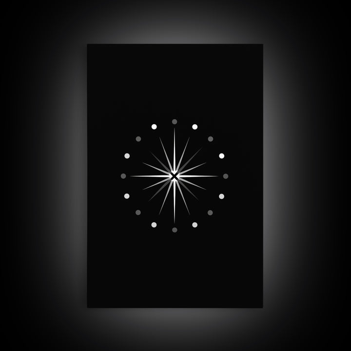 Black Atomic Starburst Wall Art, Mid Century Modern Art Print, Retro Geometric Poster, Minimalist MCM Wall Decor For Living Room
