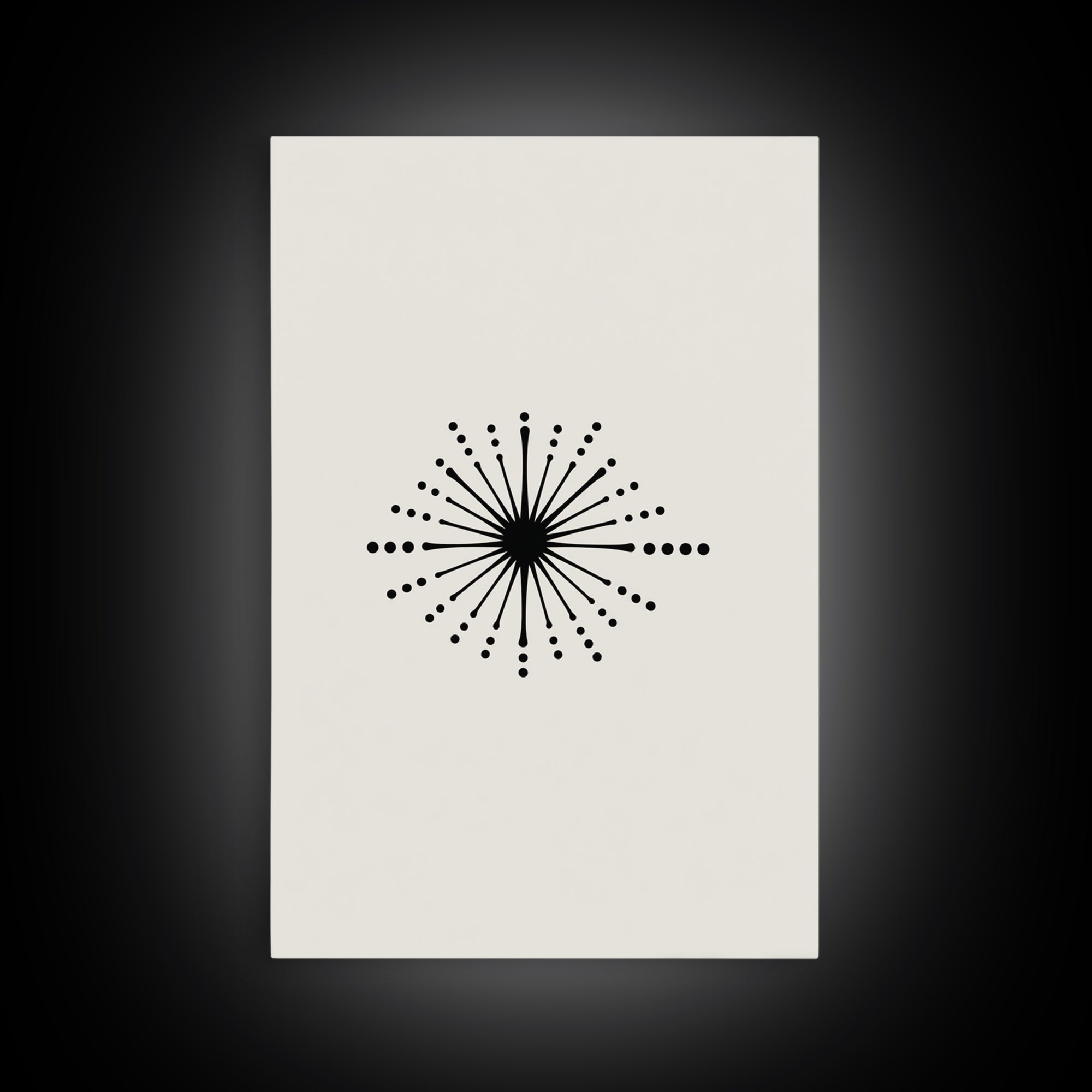 Cream Atomic Burst Canvas Print, Mid Century Modern Abstract Art, Retro Geometric Poster, Minimalist MCM Wall Decor For Office