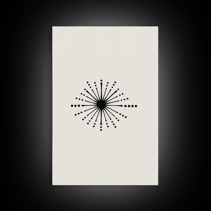 Cream Atomic Burst Canvas Print, Mid Century Modern Abstract Art, Retro Geometric Poster, Minimalist MCM Wall Decor For Office