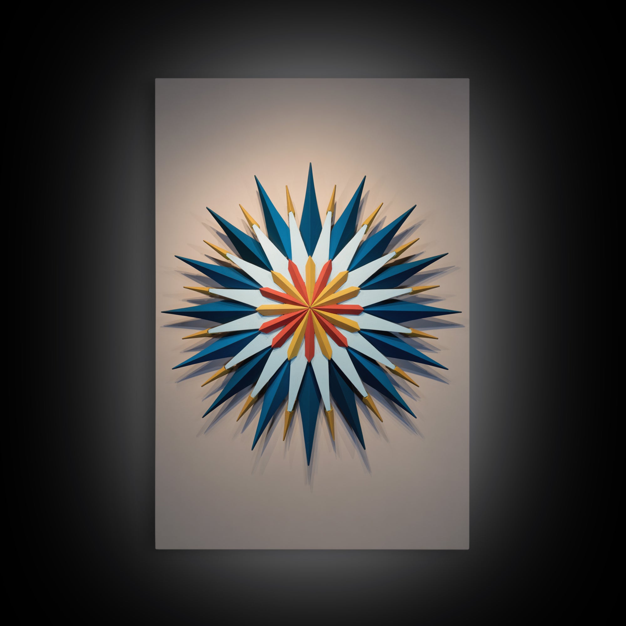 Atomic Starburst Wall Sculpture Wall Art, Midcentury Modern Decor, Geometric MCM Artwork, Navy Gold Canvas Print Retro Poster