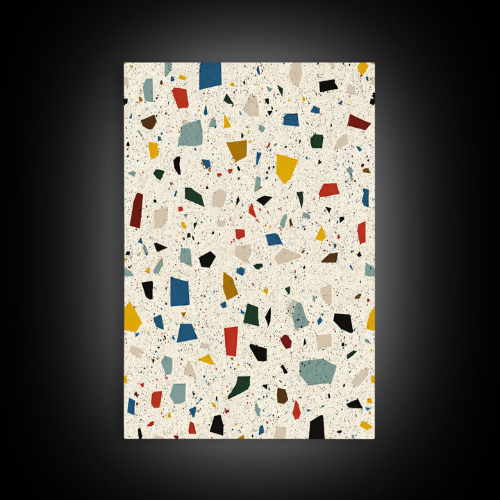 Speckled Confetti Terrazzo Shards Wall Art, Midcentury Modern Print, Colorful Geometric Abstract Home Office Living Room Decor