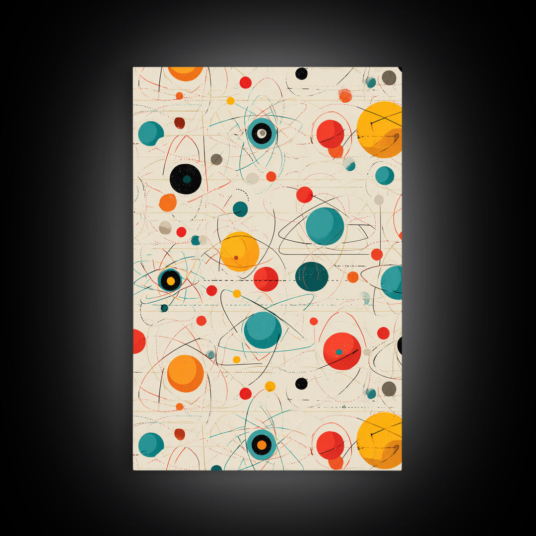 Atomic Teal Orange Planets And Orbit Lines Wall Art, Midcentury Modern Art, Retro Abstract Print, MCM Wall Decor, Modern Home Decor Gift