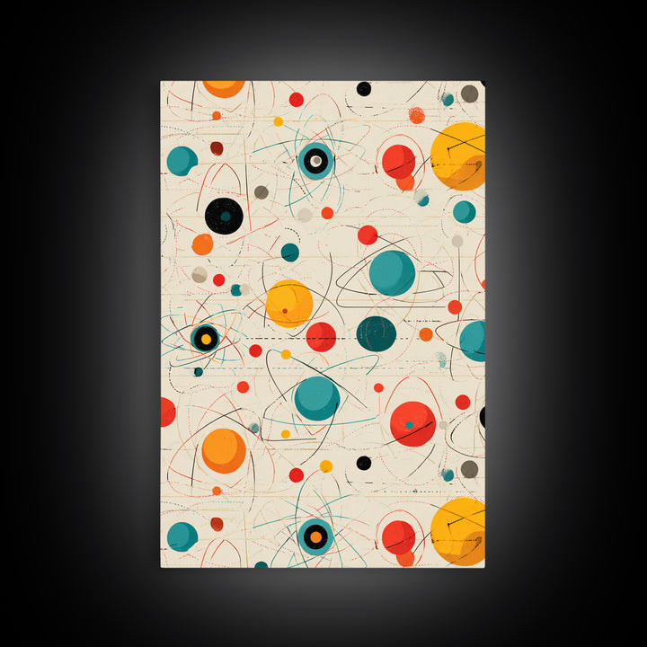 Atomic Teal Orange Planets And Orbit Lines Wall Art, Midcentury Modern Art, Retro Abstract Print, MCM Wall Decor, Modern Home Decor Gift