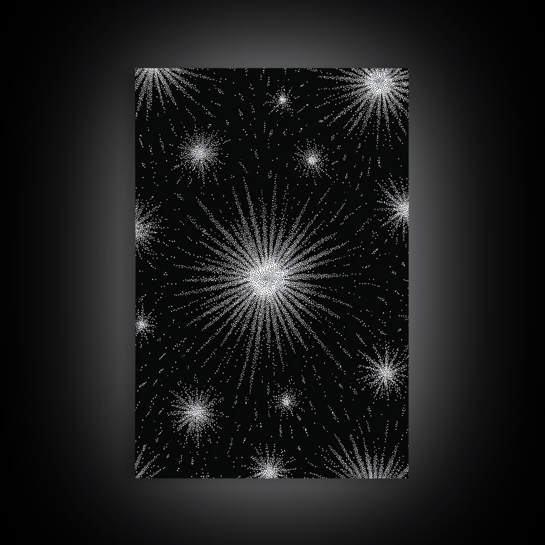 Black And White Atomic Starburst Wall Art, Midcentury Modern Art, Retro Abstract Poster, Minimalist Wall Decor, MCM Gift
