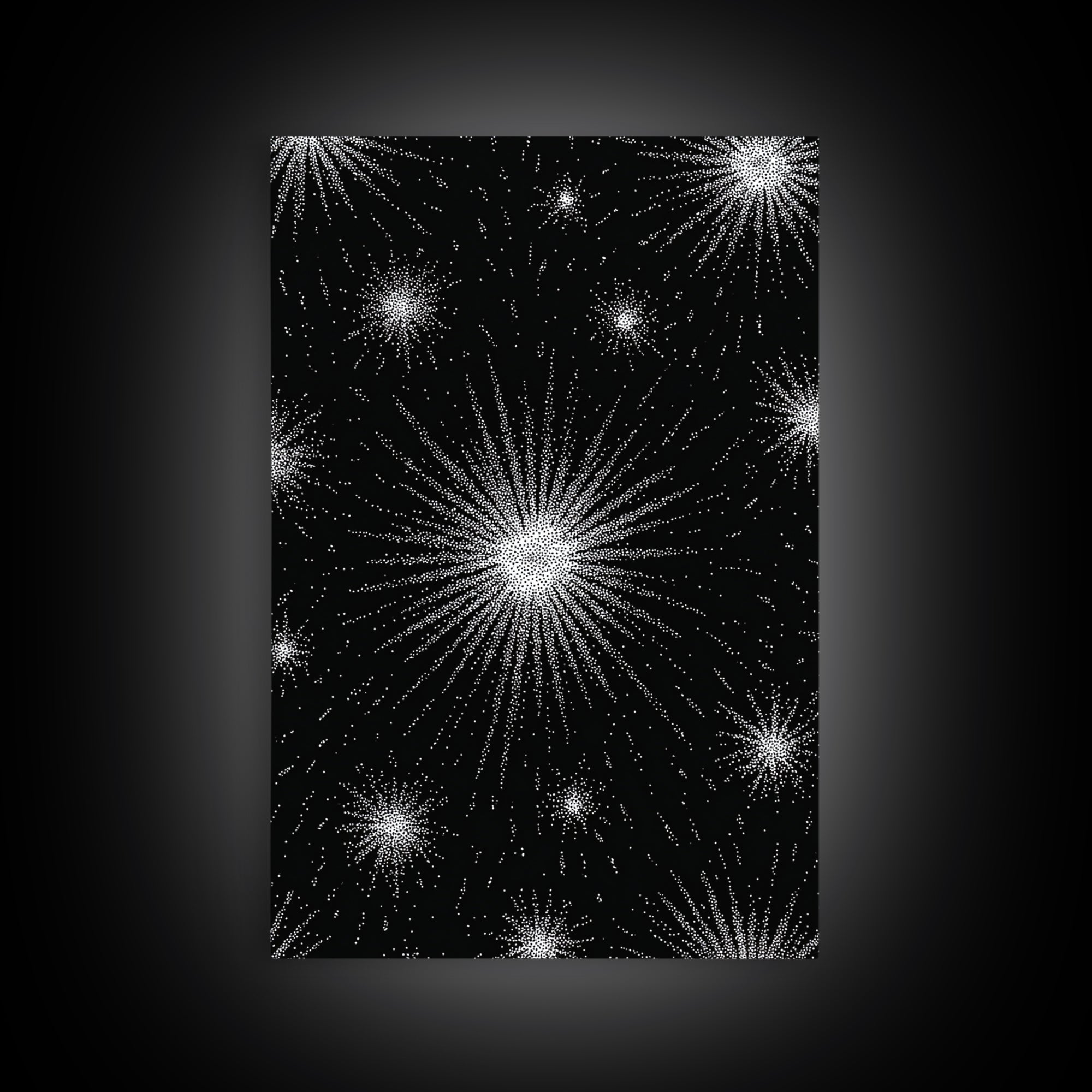 Black And White Atomic Starburst Wall Art, Midcentury Modern Art, Retro Abstract Poster, Minimalist Wall Decor, MCM Gift