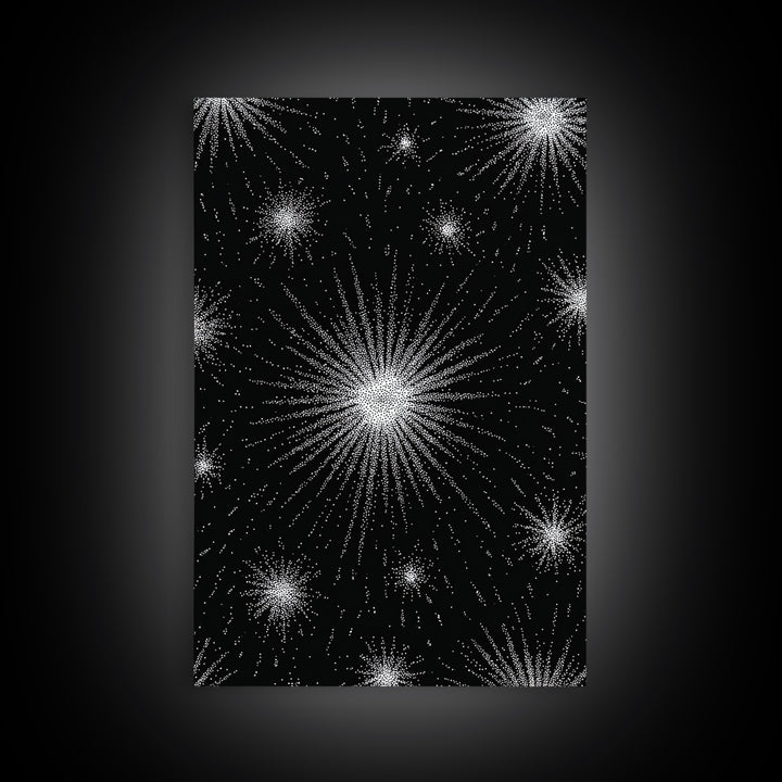 Black And White Atomic Starburst Wall Art, Midcentury Modern Art, Retro Abstract Poster, Minimalist Wall Decor, MCM Gift