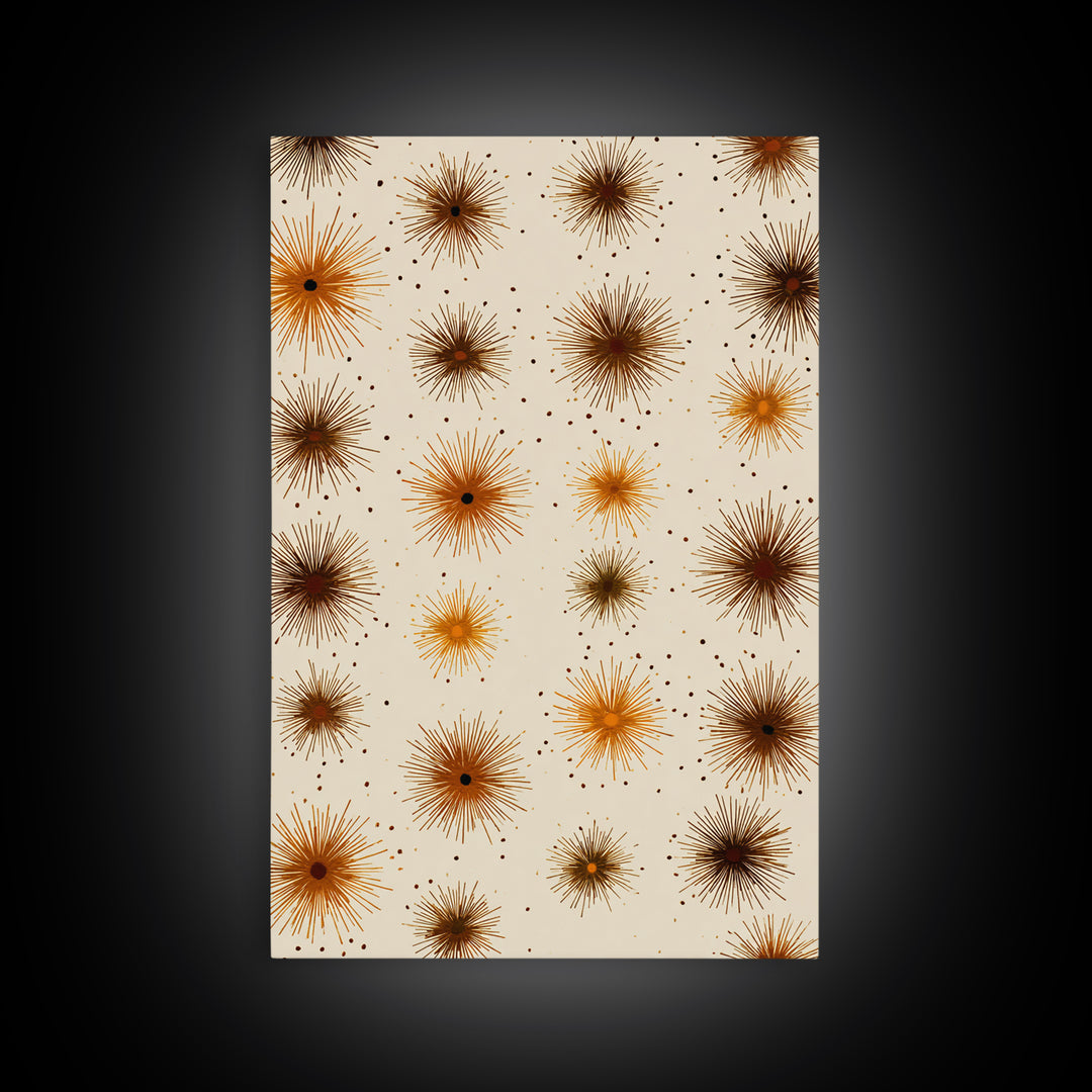 Burnt Orange Brown Atomic Starburst Wall Art, Midcentury Modern Art, Retro Abstract Print, Earth Tone MCM Wall Decor Gift