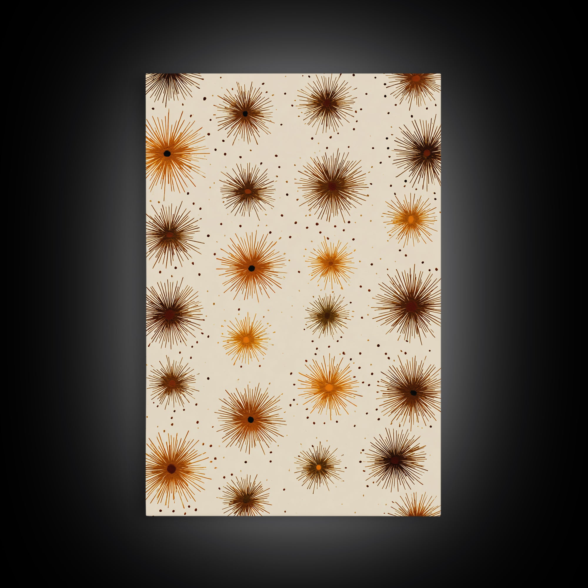 Burnt Orange Brown Atomic Starburst Wall Art, Midcentury Modern Art, Retro Abstract Print, Earth Tone MCM Wall Decor Gift