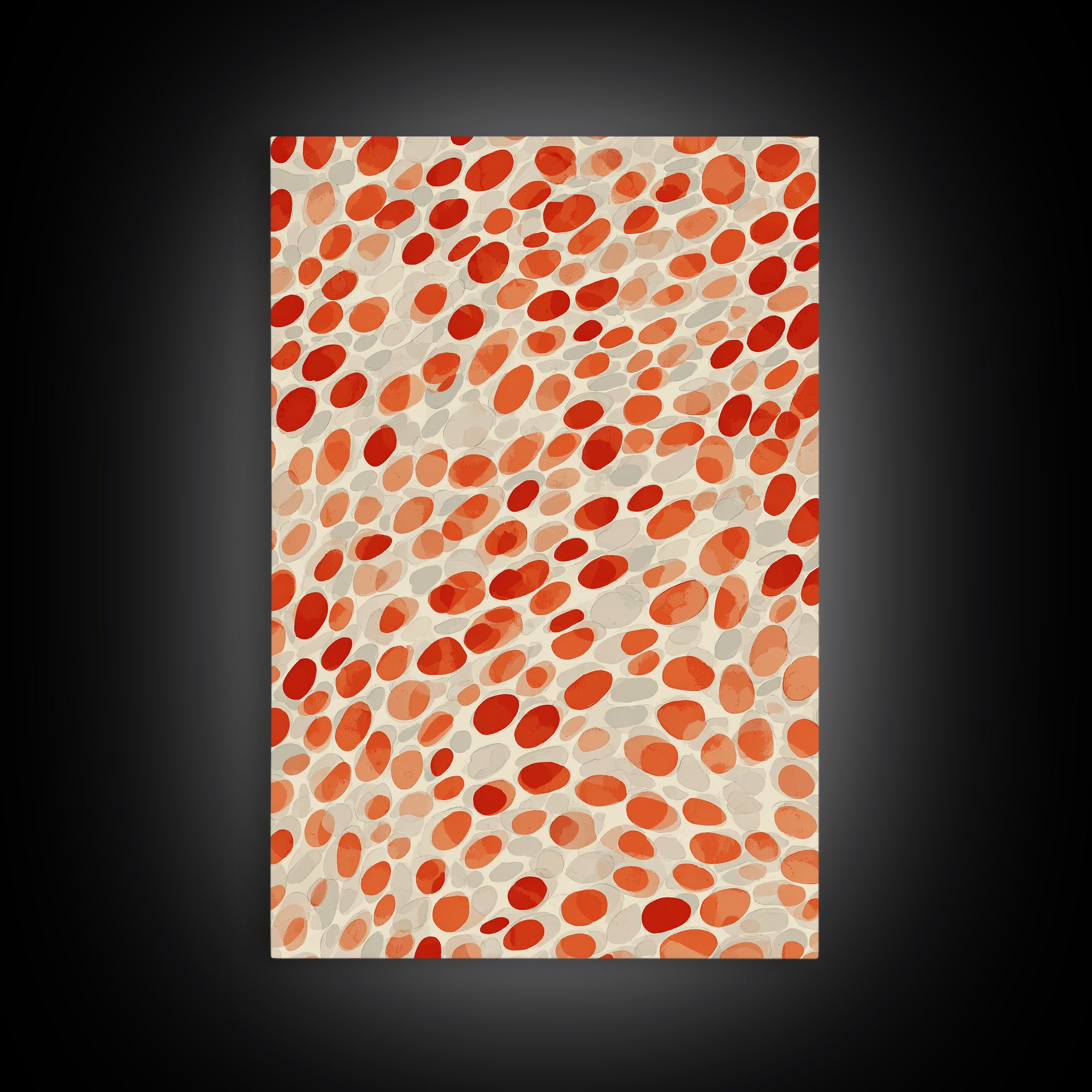 Orange Red Pebble Pattern Wall Art, Midcentury Modern Print, Retro Abstract Decor, Warm Geometric Art For Kitchen Decor Gift
