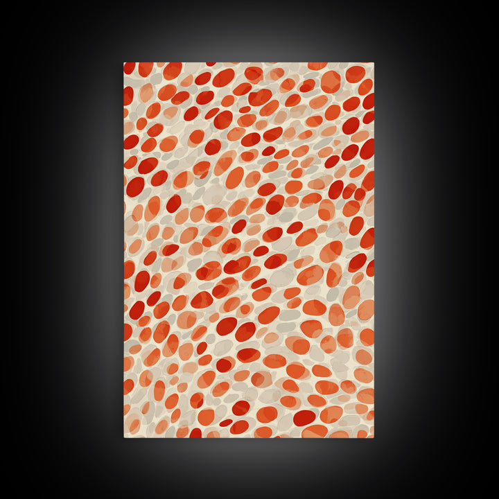 Orange Red Pebble Pattern Wall Art, Midcentury Modern Print, Retro Abstract Decor, Warm Geometric Art For Kitchen Decor Gift