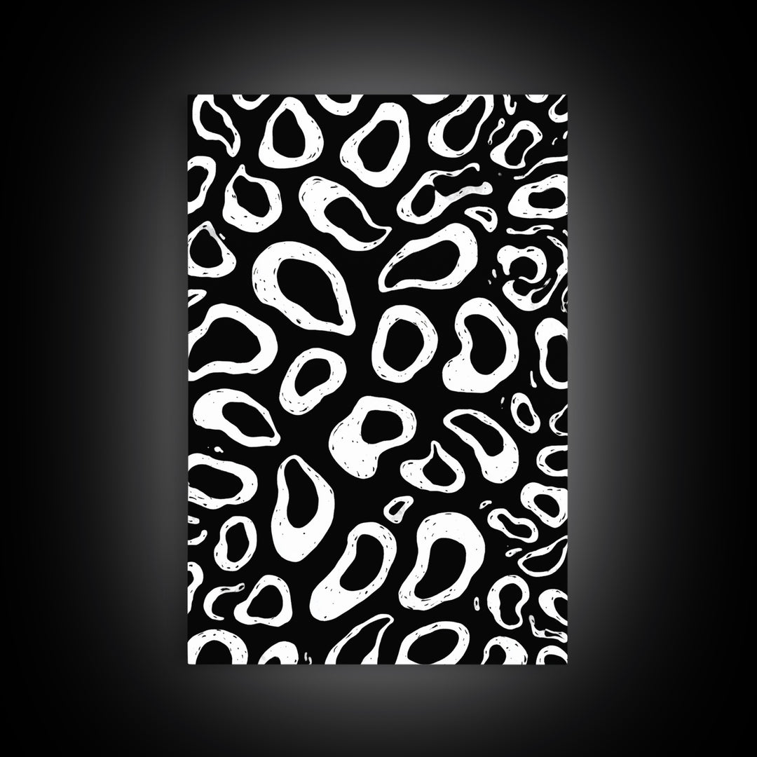 Black And White Organic Pebble Pattern Wall Art, Minimalist Abstract Poster, Retro Modern Decor, Bold Shape Art Print Gift