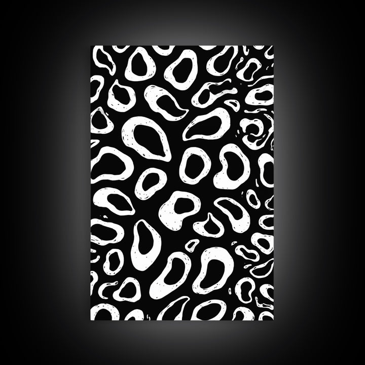 Black And White Organic Pebble Pattern Wall Art, Minimalist Abstract Poster, Retro Modern Decor, Bold Shape Art Print Gift