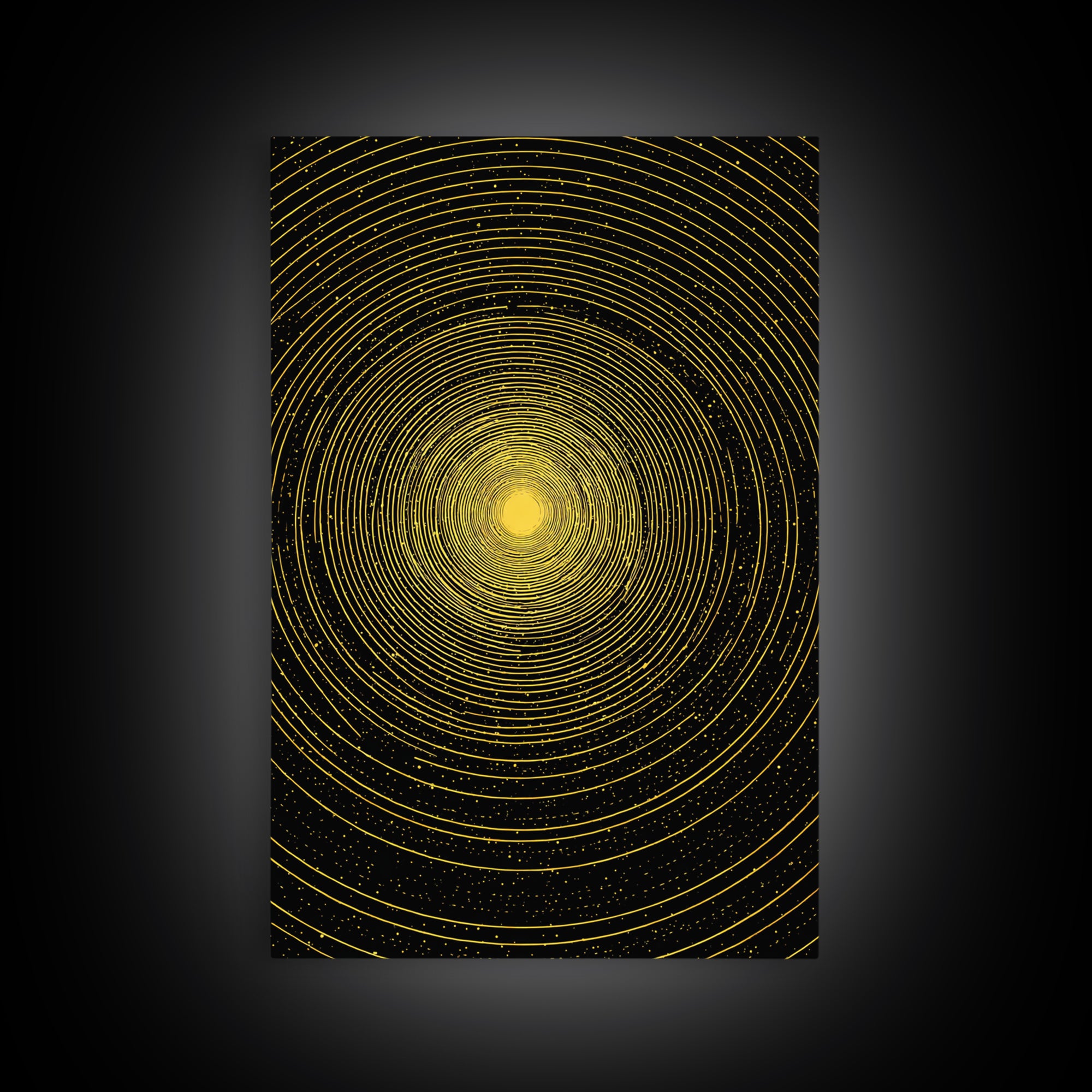 Golden Concentric Starfield Wall Art, Modern Abstract Art, Cosmic Retro Poster, Minimalist Geometric Decor Print For Office