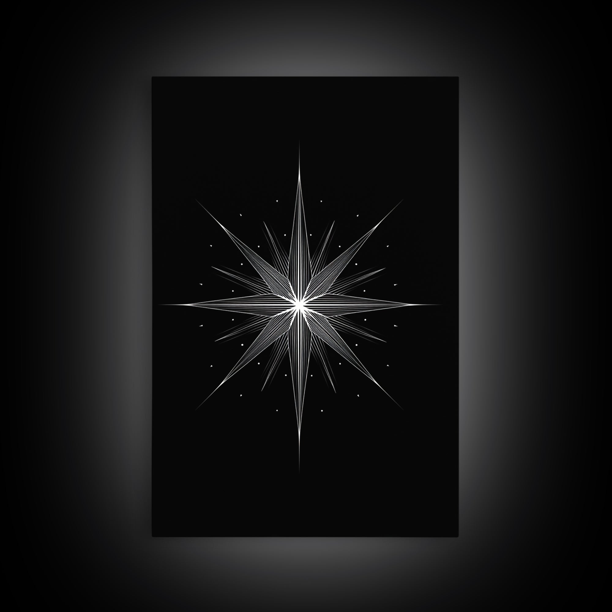 White Celestial Starburst Wall Art, Midcentury Modern Art, Black Wall Art, Geometric Art Print, Space Abstract Art, Modern Decor