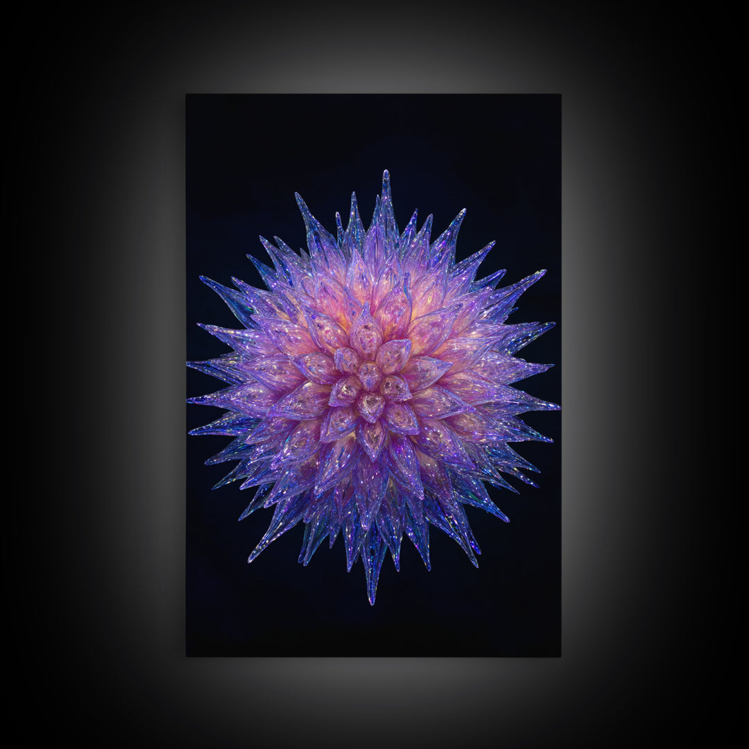 Purple Crystal Spiky Flower Wall Art, Modern Abstract Art, Colorful Wall Art, Unique Art Print, Vibrant Art Purple, Home Decor