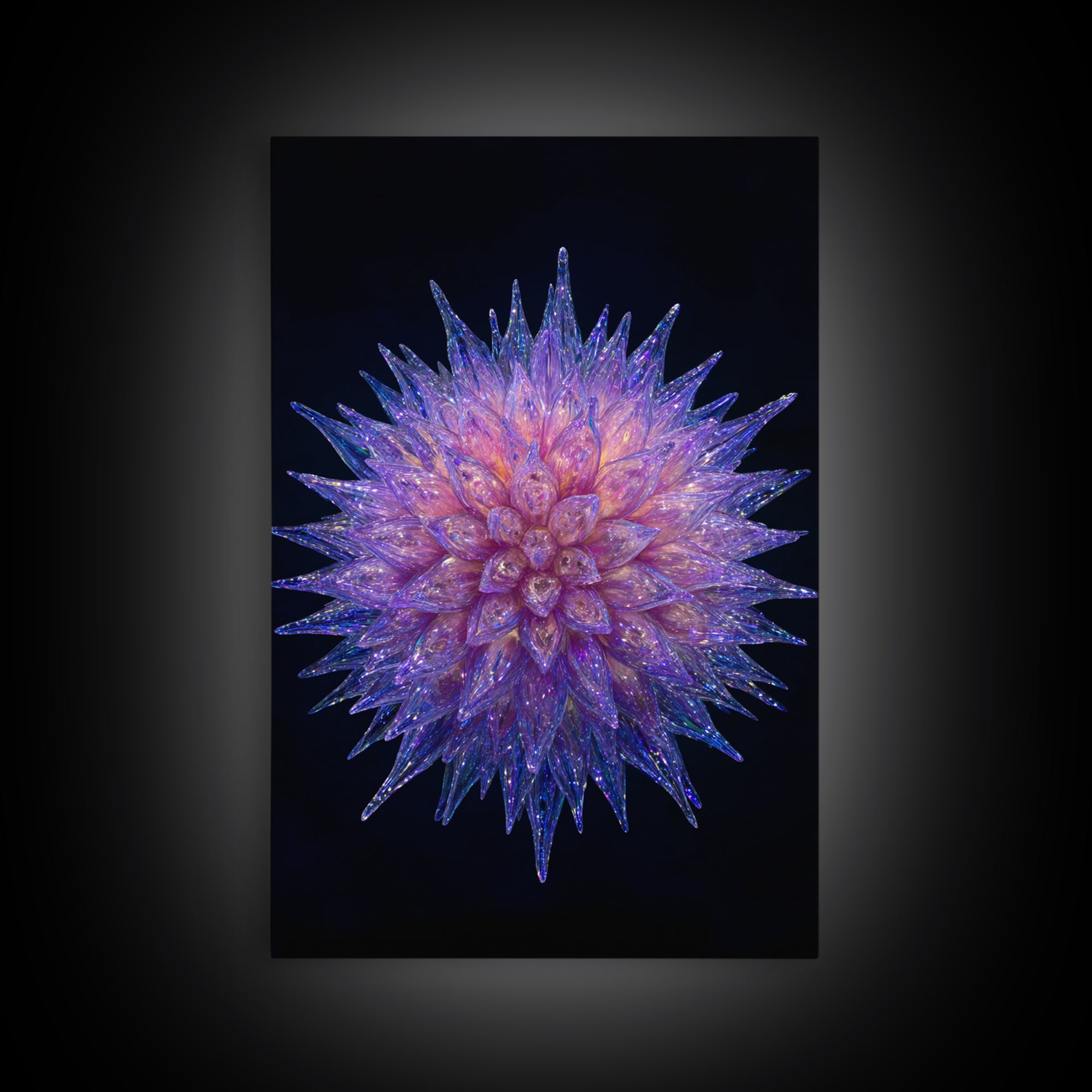 Purple Crystal Spiky Flower Wall Art, Modern Abstract Art, Colorful Wall Art, Unique Art Print, Vibrant Art Purple, Home Decor