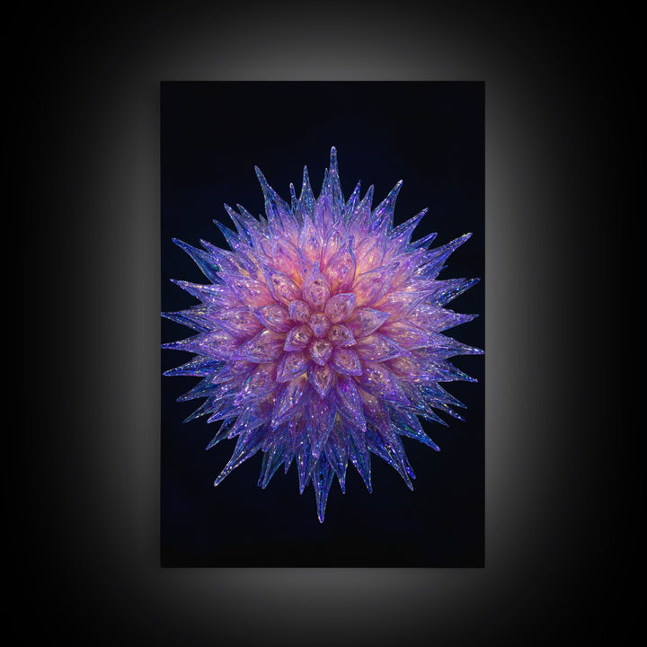 Purple Crystal Spiky Flower Wall Art, Modern Abstract Art, Colorful Wall Art, Unique Art Print, Vibrant Art Purple, Home Decor