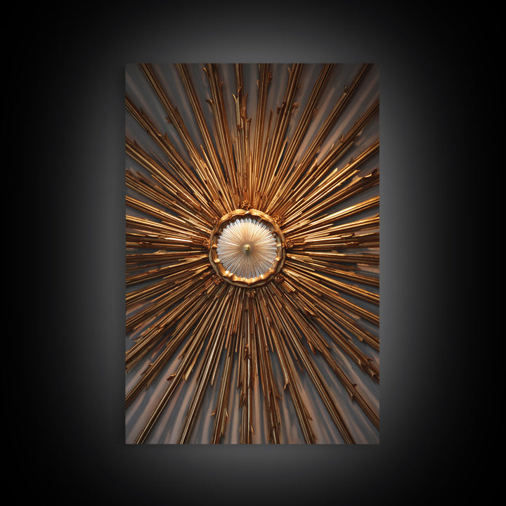 Radiant Gold Starburst Clock Canvas Print, Mid Century Modern Art, Atomic Retro Wall Decor, Large Canvas Print, MCM Home Decor