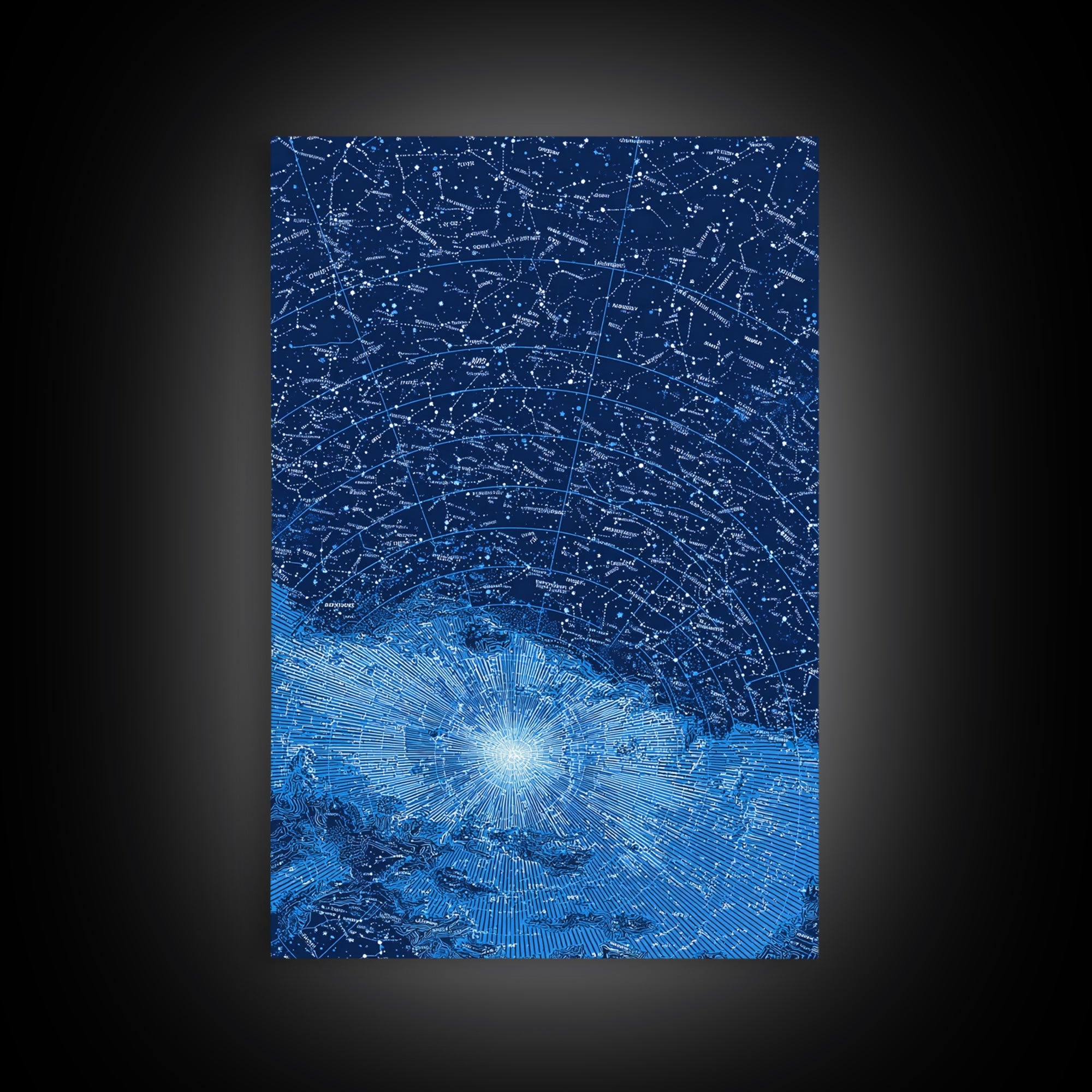 Blue Constellation Star Map Wall Art, Celestial Astronomy Poster, Space Abstract Art, Modern Digital Print, Office Decor