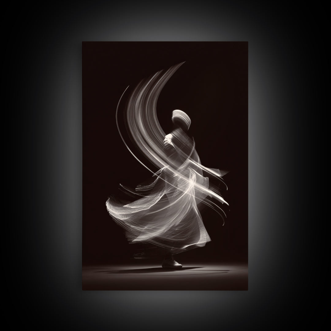 Black White Whirling Dancer Wall Art, Minimalist Abstract Art, Modern Motion Poster, Elegant Bedroom Decor, Fine Art Print