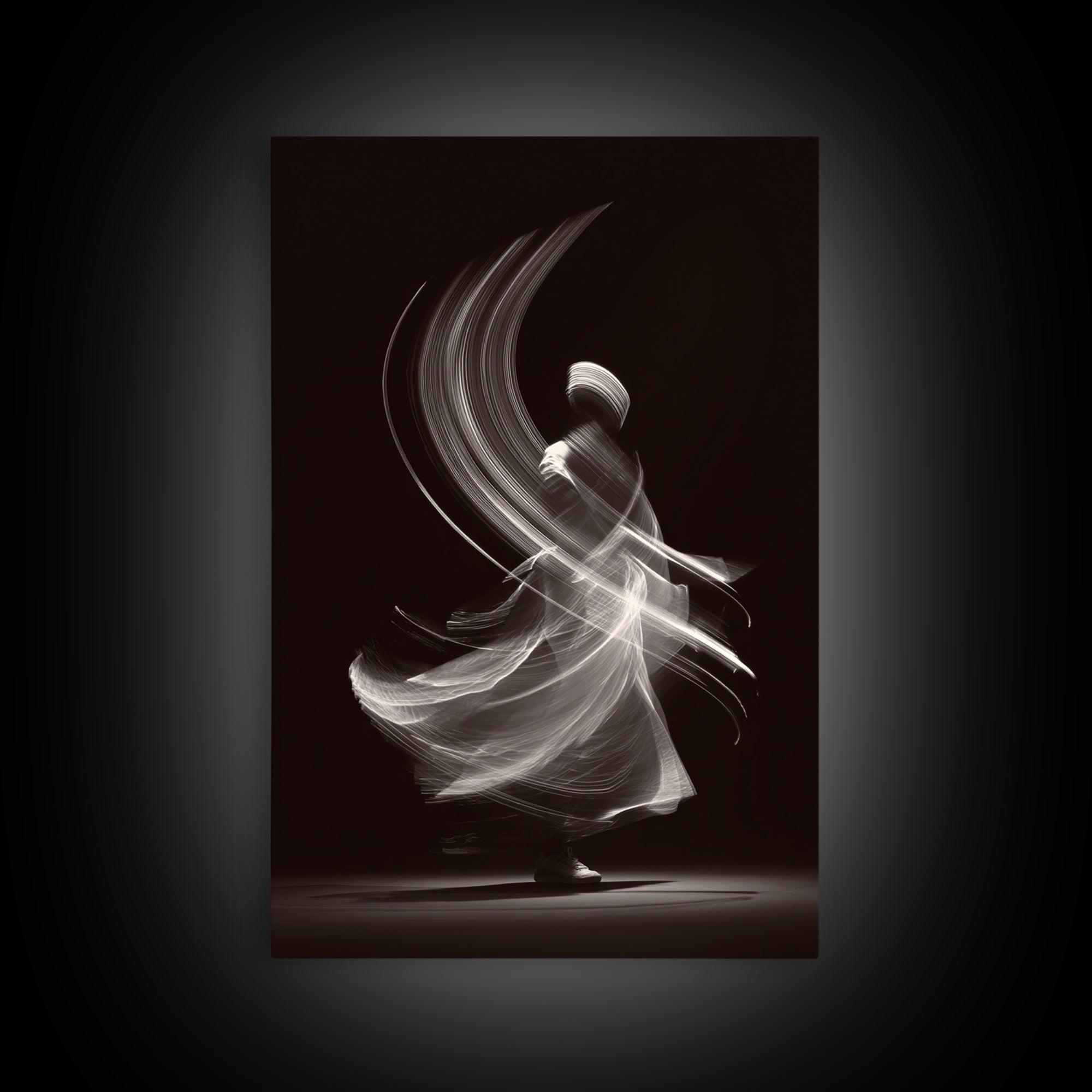 Black White Whirling Dancer Wall Art, Minimalist Abstract Art, Modern Motion Poster, Elegant Bedroom Decor, Fine Art Print