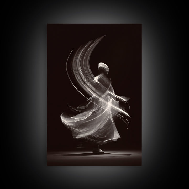 Black White Whirling Dancer Wall Art, Minimalist Abstract Art, Modern Motion Poster, Elegant Bedroom Decor, Fine Art Print