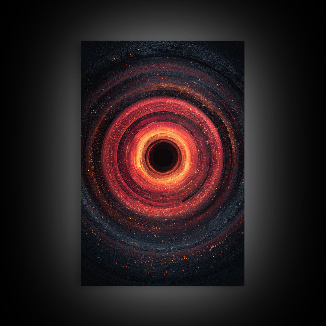 Fiery Black Hole Vortex Wall Art, Red Orange Cosmic Abstract, Space Poster, Modern Art Print, Statement Wall Decor, Home Office Art