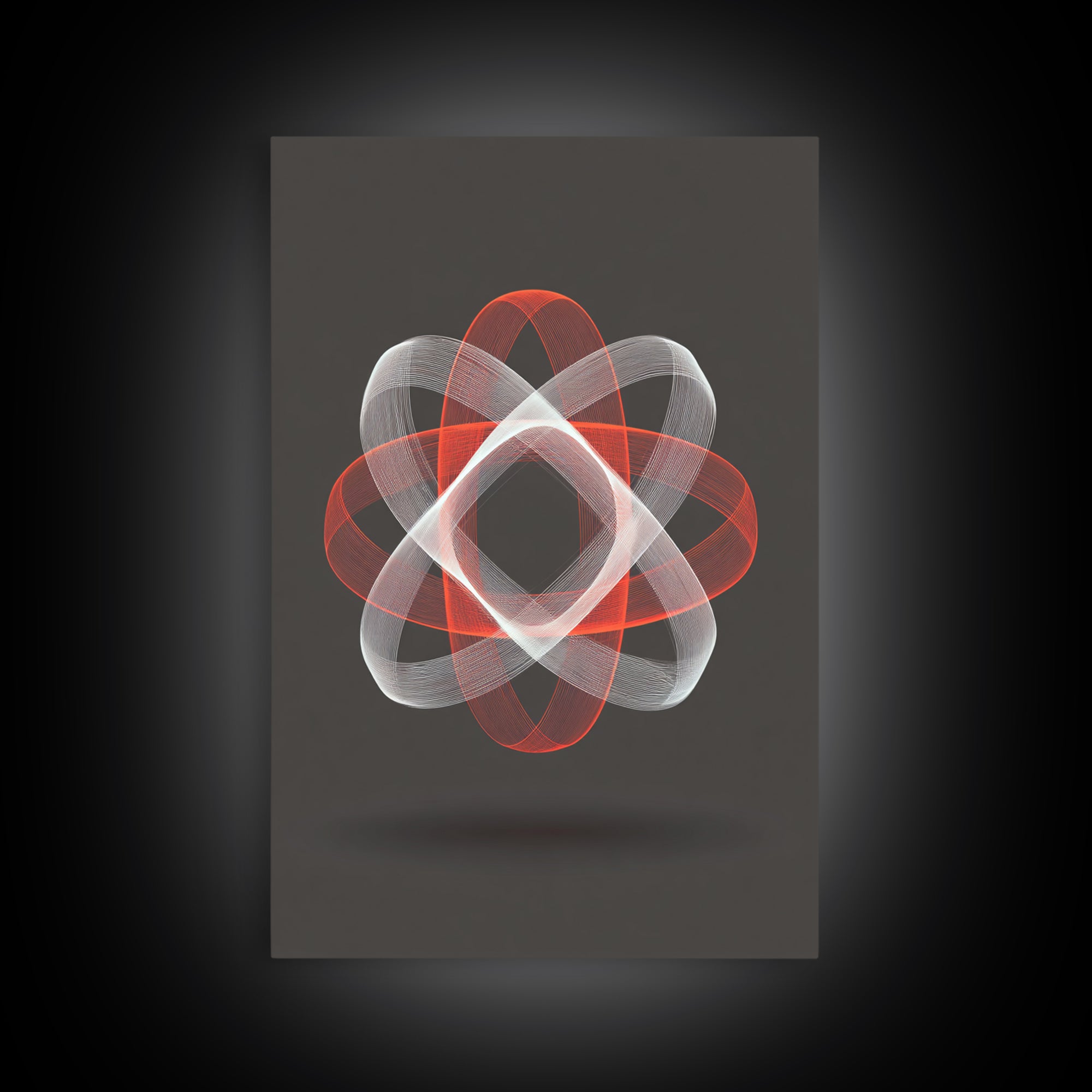 Red White Kinetic Line Wall Art, Spirograph Geometric Canvas Print, Modern Abstract Decor, Dark Statement Art Poster Print
