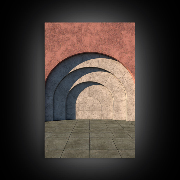 Pastel Concrete Archway Wall Art, Scandinavian Modern Architecture Print, Minimalist Geometric Decor, Neutral MCM Home Art