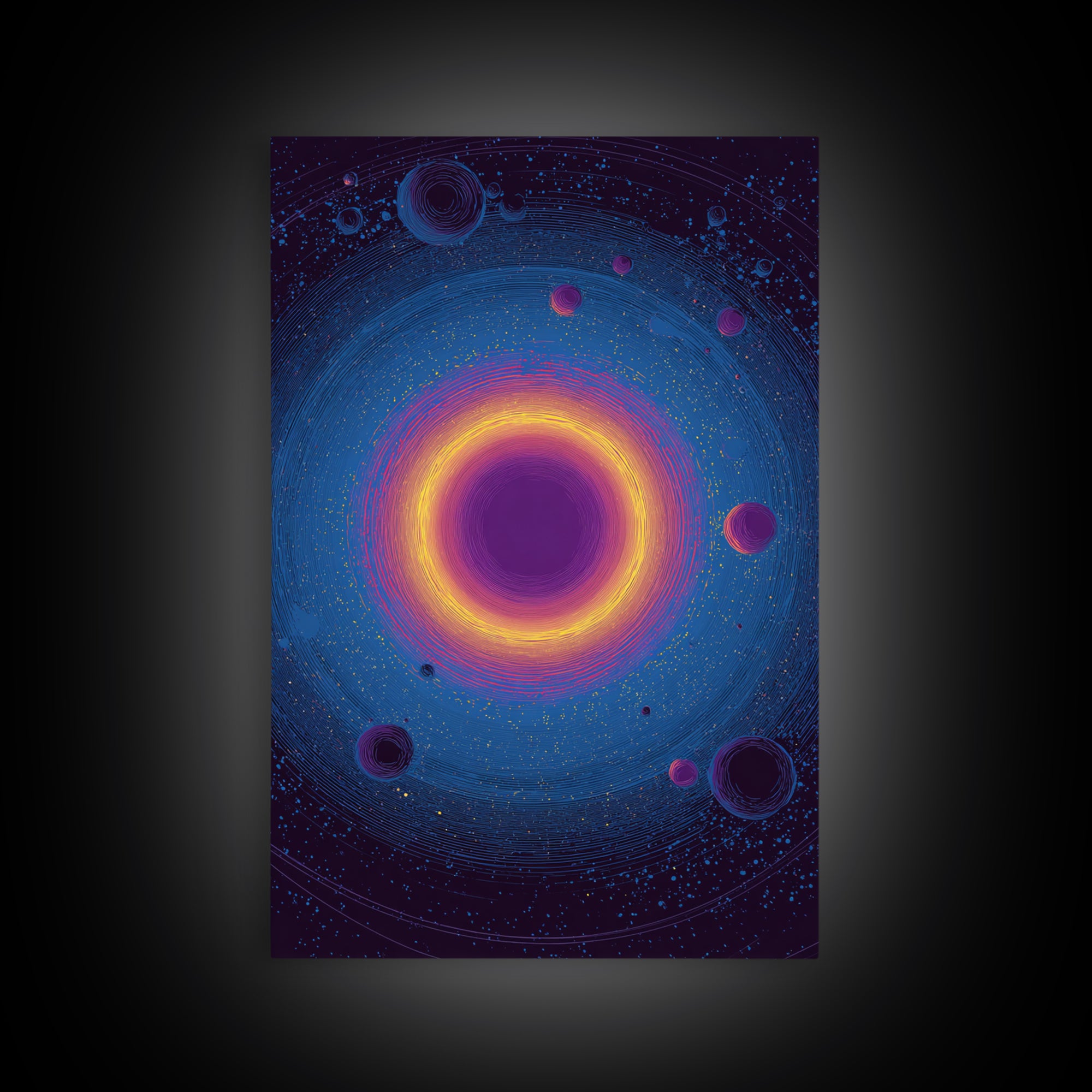 Purple Black Hole With Golden Ring Wall Art, Cosmic Retro Art, Modern Abstract Art, Space Poster, Blue Wall Decor Print Gift